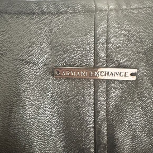 Armani Exchange Faux Leather Sparkle Fringe Cascade Jacket Open Size 6 Black - Picture 4 of 8